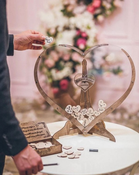 The Wooden Heart Wedding Guest Book + 3 FREE Bonuses