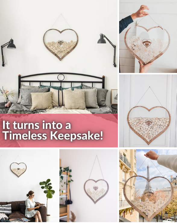 The Wooden Heart Wedding Guest Book + 3 FREE Bonuses