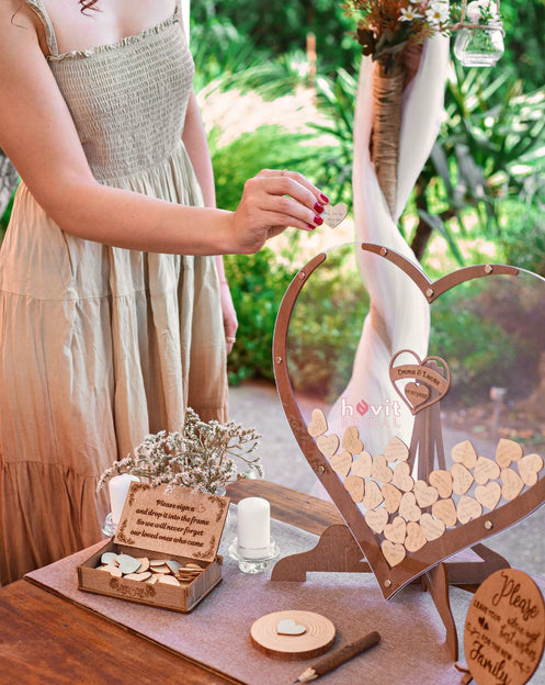 Wooden Heart Guest Book