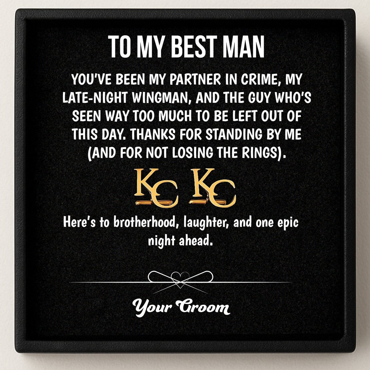 Personalized Initial Cufflinks & Message Keepsake