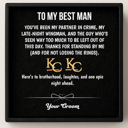 Personalized Initial Cufflinks & Message Keepsake