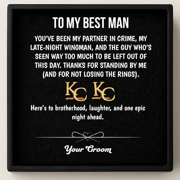 Personalized Initial Cufflinks & Message Keepsake