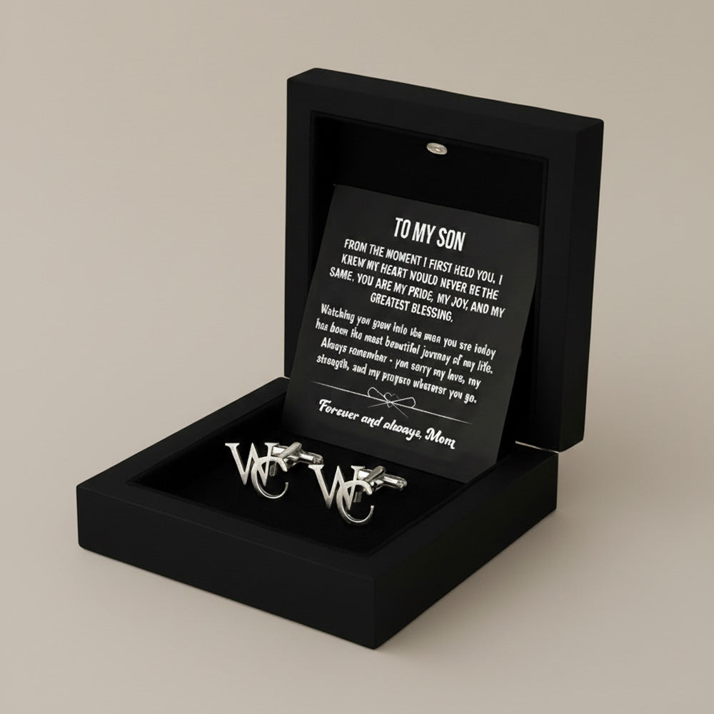 Personalized Initial Cufflinks & Message Keepsake