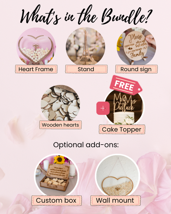 Fall SALE: Heart Guest Book + FREE Cake Topper