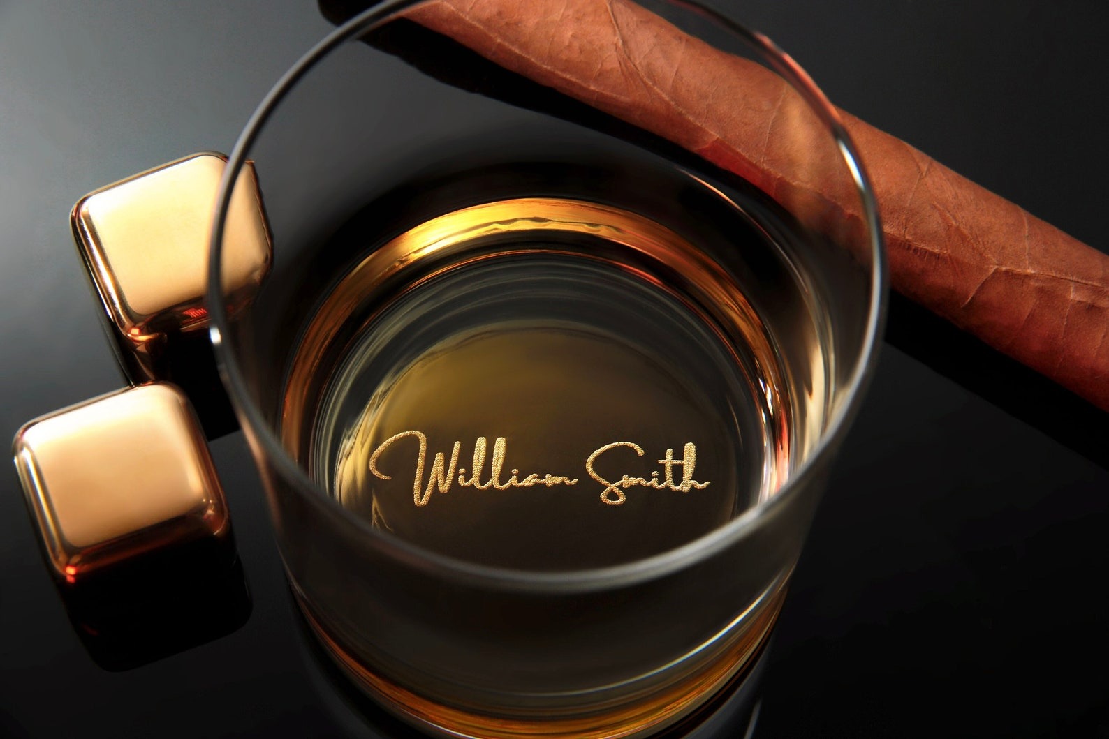 Custom Whiskey Glass - Bottom Engraving