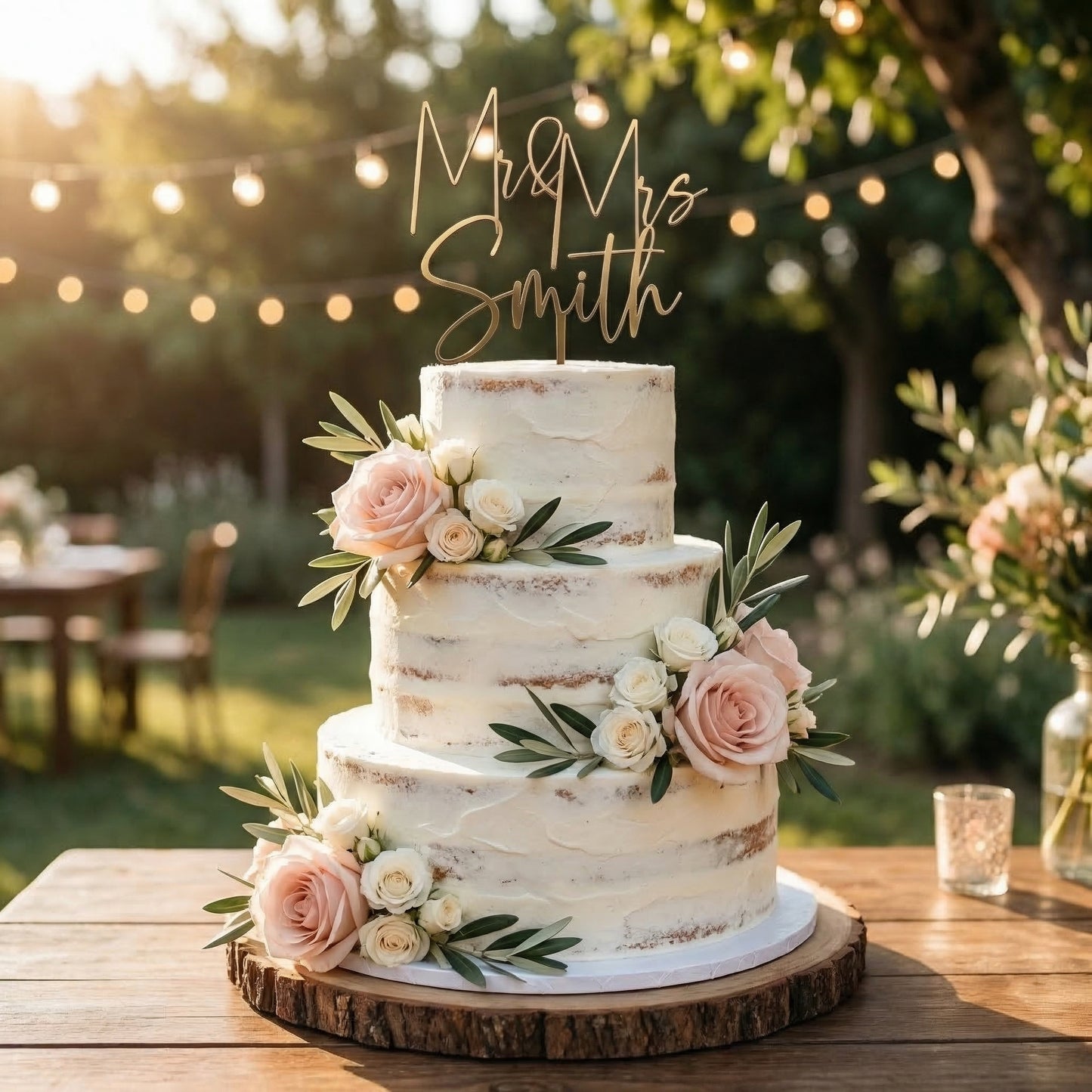 Décoration de gâteau cursive M. et Mme