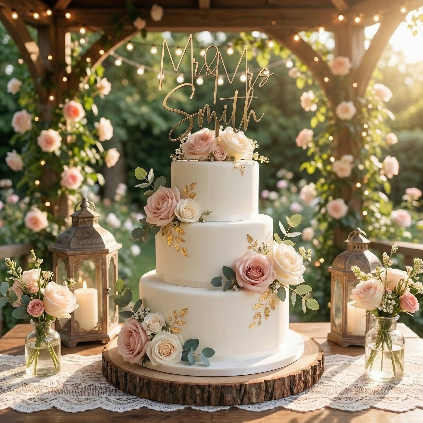 Décoration de gâteau cursive M. et Mme