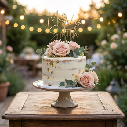 Décoration de gâteau cursive M. et Mme