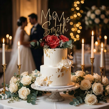 Décoration de gâteau cursive M. et Mme