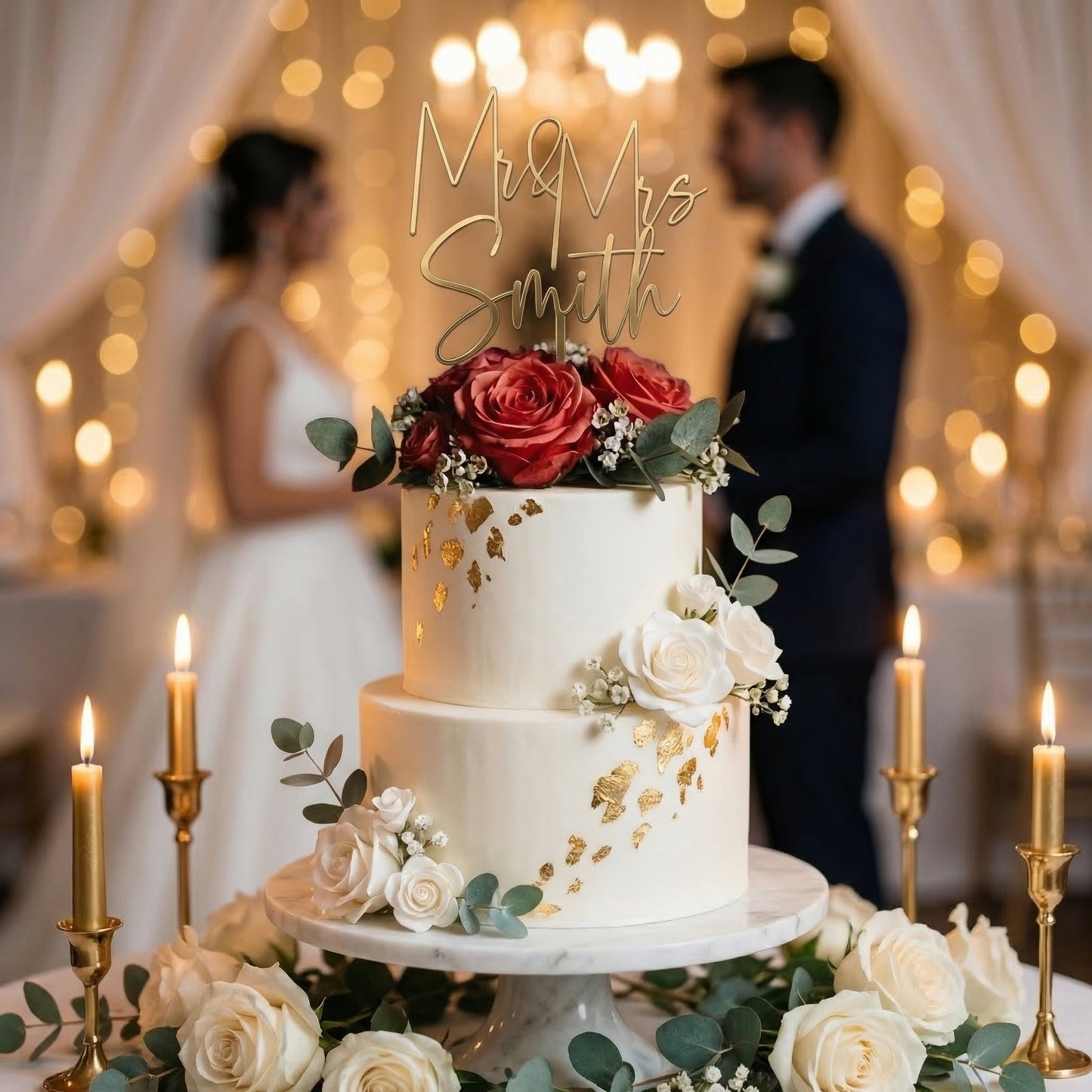 Décoration de gâteau cursive M. et Mme