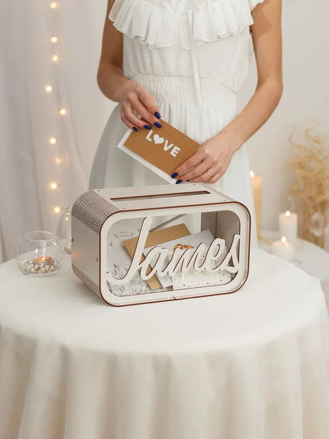 Custom Name Wedding Card Box