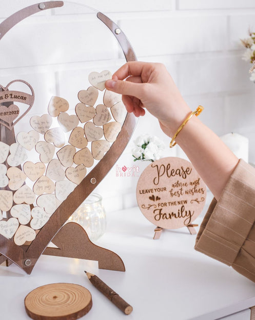 Wooden Heart Wedding Guest Book