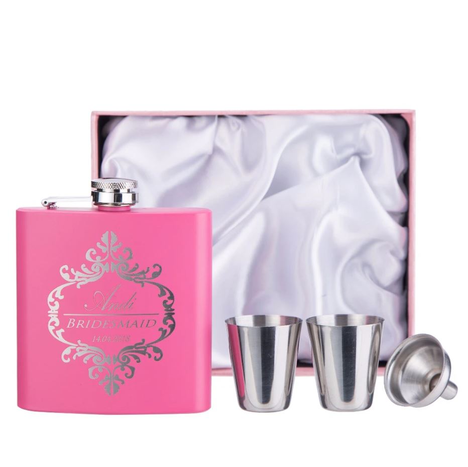 Personalized Pink Flask | Bridesmaid gift