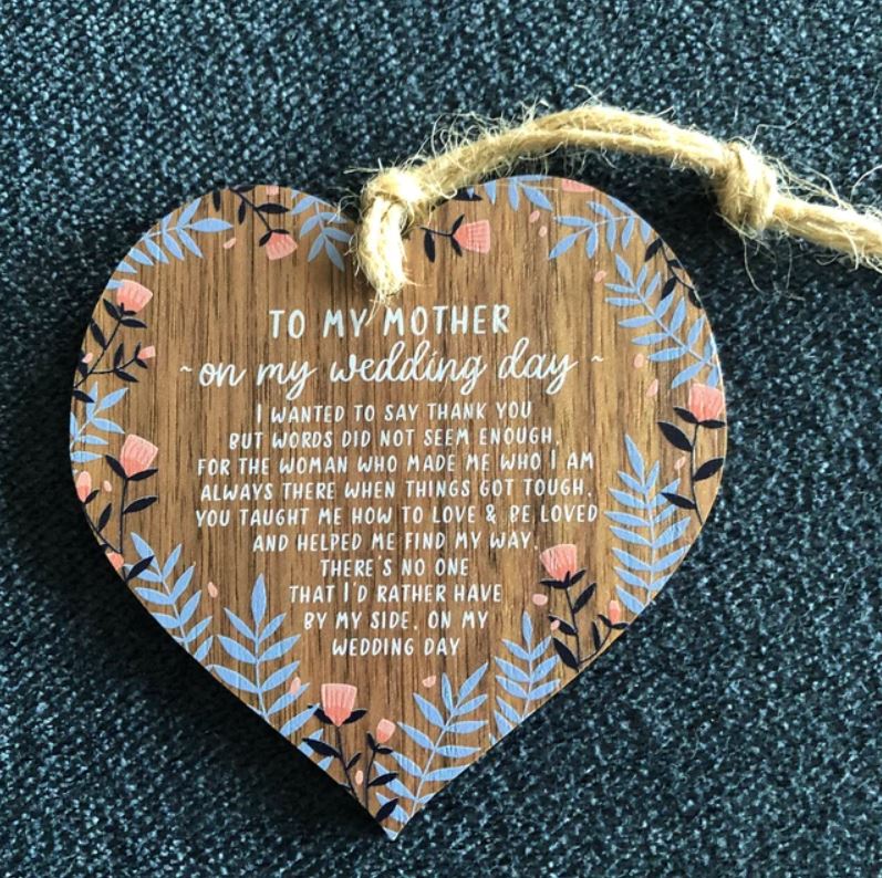 On my wedding day - Wooden Heart Keepsake