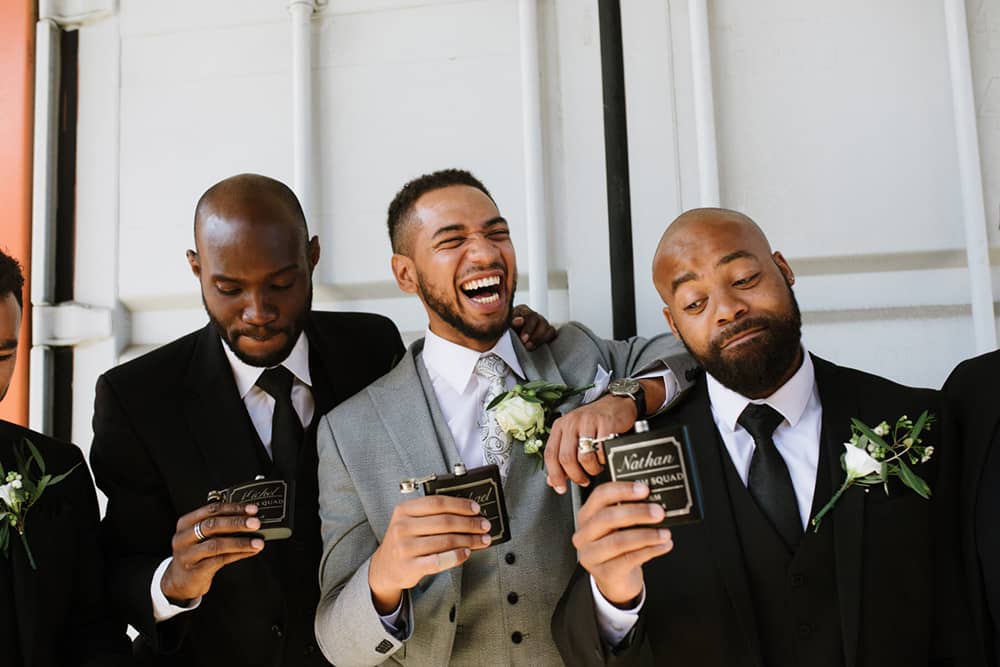 Personalized Black Flask Set | Groomsman gift