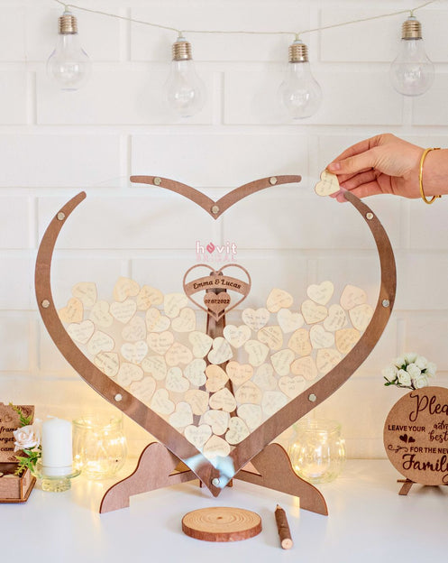 Wooden Heart Wedding Guest Book