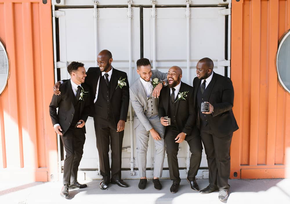 Personalized Black Flask Set | Groomsman gift