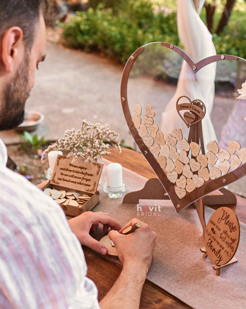 Wooden Heart Wedding Guest Book