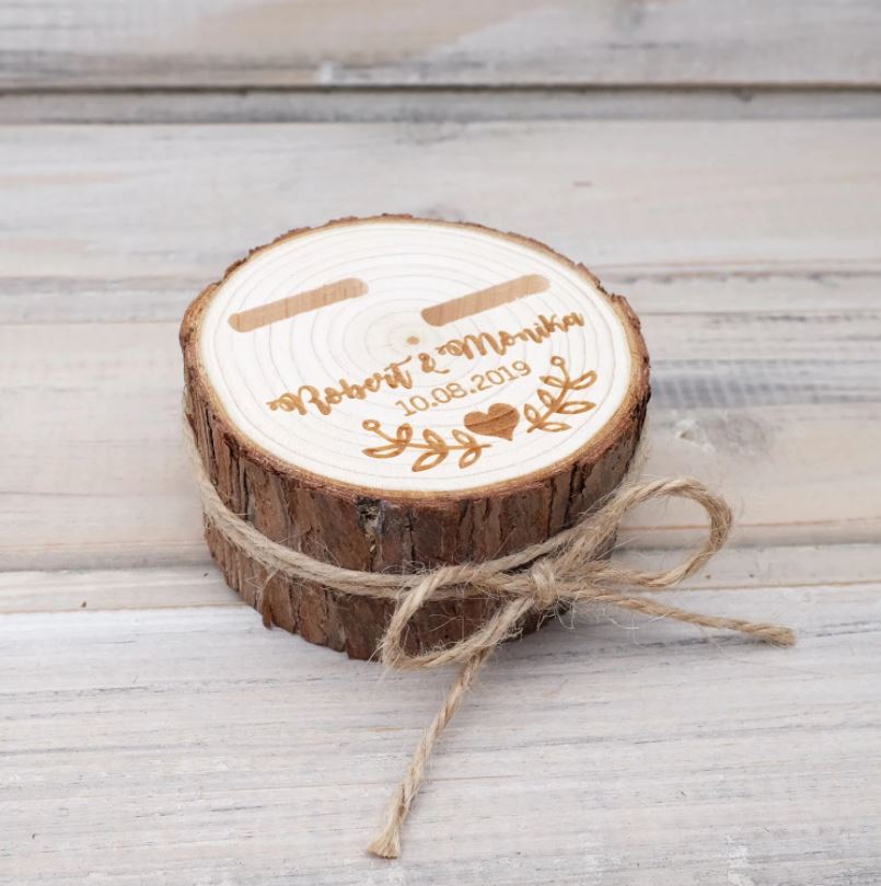 Wooden Heart Wedding Guest Book + FREE ring box