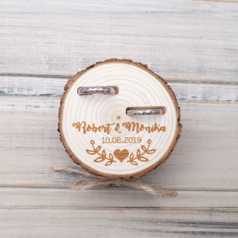 Wooden Heart Wedding Guest Book + FREE ring box