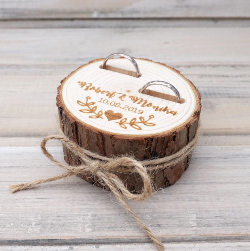 Wooden Heart Wedding Guest Book + FREE ring box