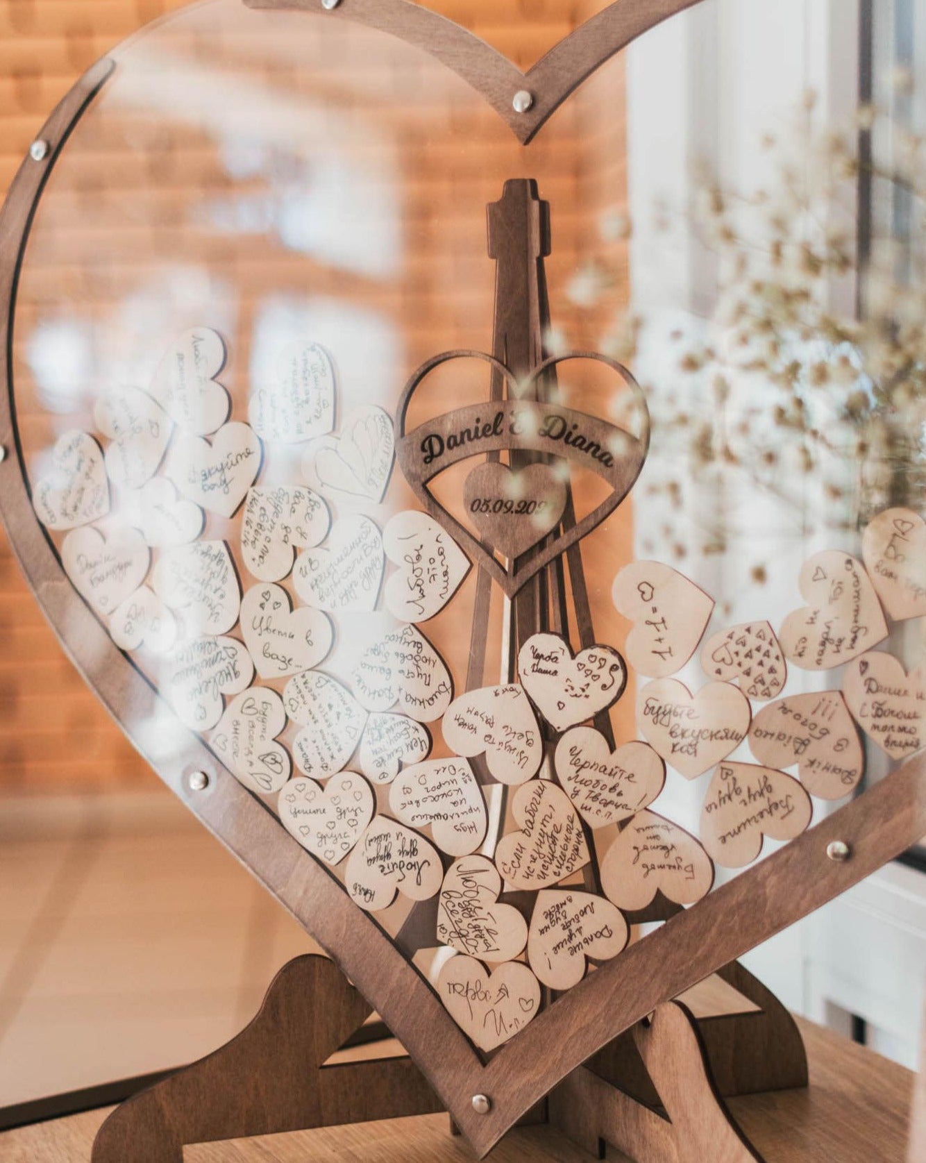 Wooden Heart Wedding Guest Book + 3 FREE bonuses