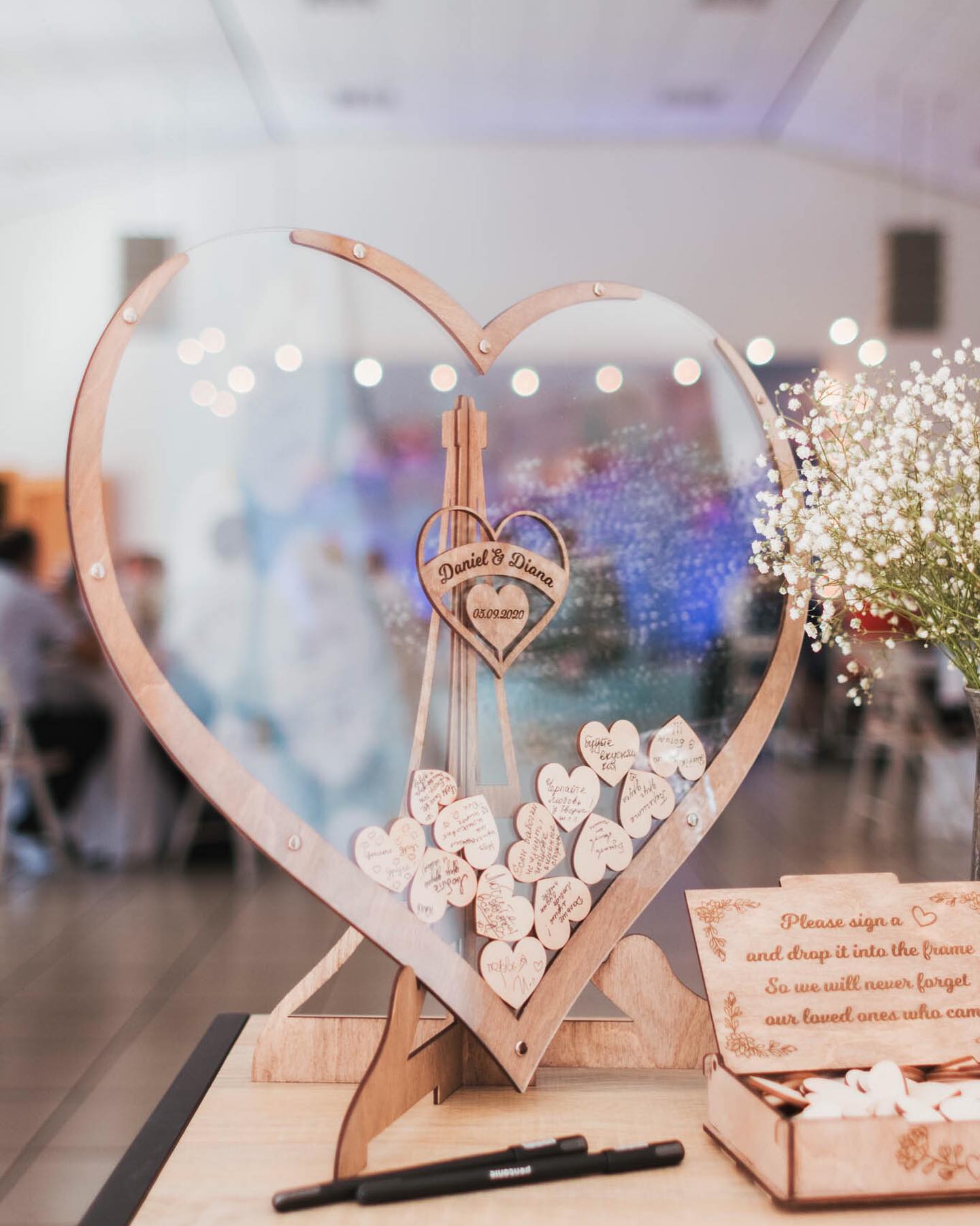 Wooden Heart Wedding Guest Book + 3 FREE bonuses