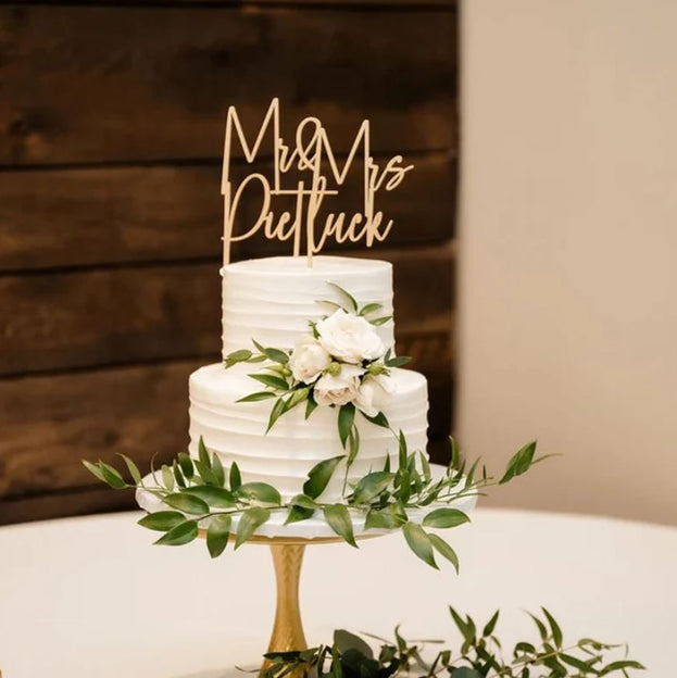 Cursive Mr Mrs Cake Topper