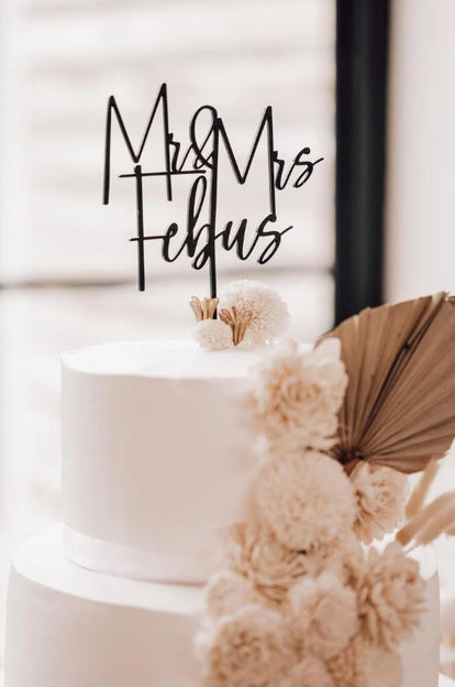 Cursive Mr Mrs Cake Topper