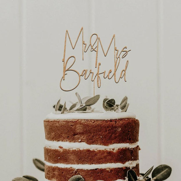 Cursive Mr Mrs Cake Topper